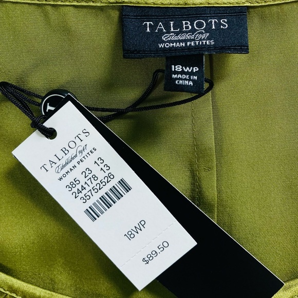 Talbots Silk Tiered Layered Scoop Neck Satin Tank Blouse Shell Green (Size 18WP) - Picture 7 of 9